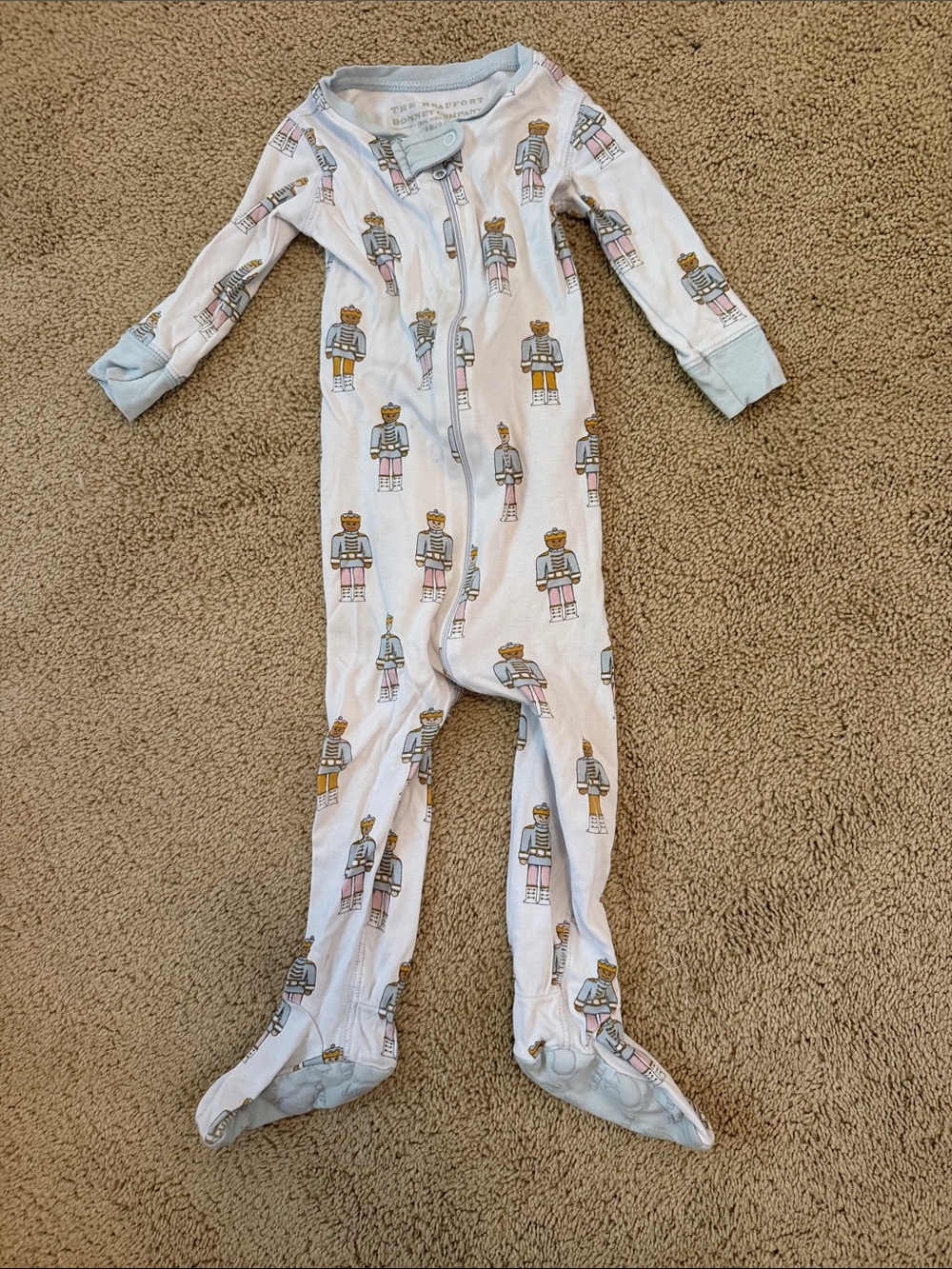 The Beaufort Bonnet Company White Nutcracker Print Footed One-Piece